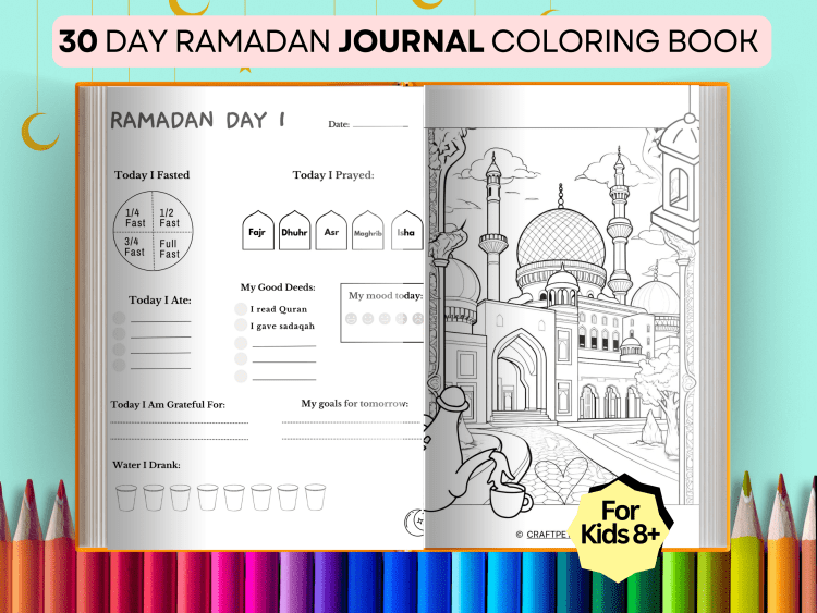 ramadan kids journal coloring pages book- craft petal