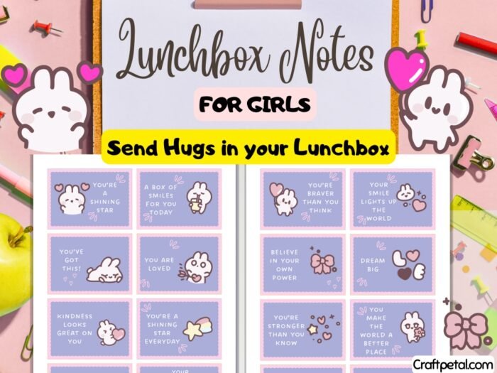 lunchbox notes for daughter girls printable