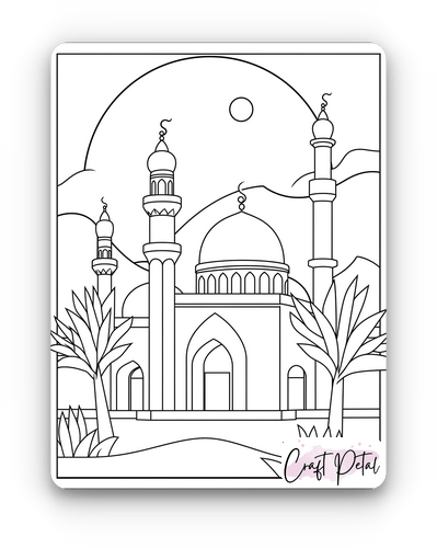 mosque with palm trees